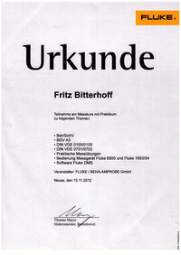 Urkunde FLUKE Urkunde FLUKE