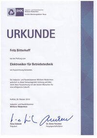 Urkunde IHK Urkunde IHK